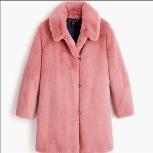 J crew new with tags pink faux fur jacket